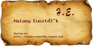 Halasy Euszták névjegykártya